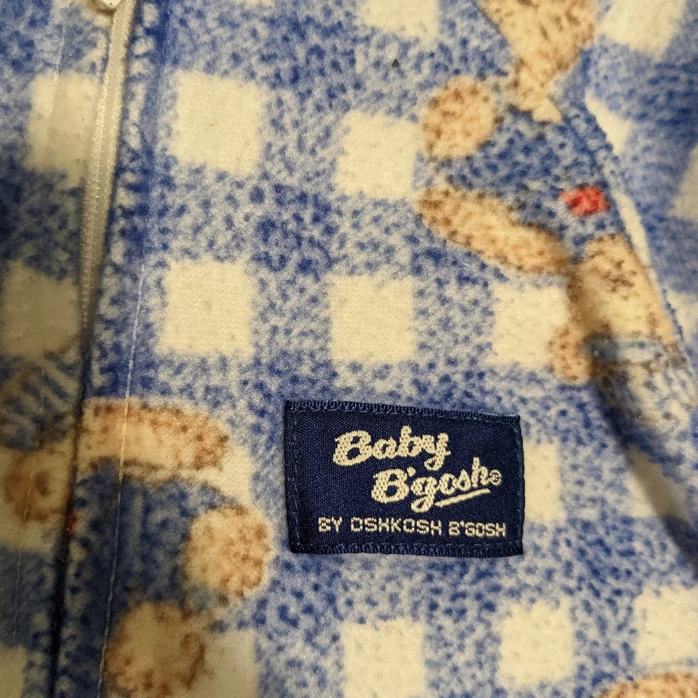 Vintage OshKosh Long-sleeved Zip-up Sleep Sack Plaid with Bears - RARE